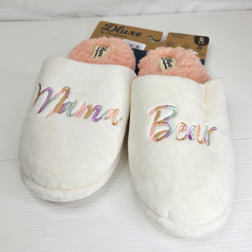 New Dluxe By Dearfoam Women MAMA BEAR Elegant Mom Sleepers Pich Small 5-6